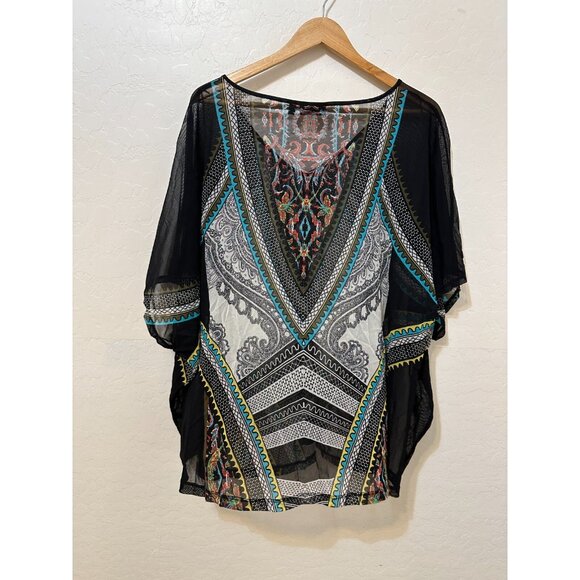 Y2K Vintage Apt 9 Womans Top Size 3X Boho Western Festival Sheer Mesh Grunge - Picture 5 of 12